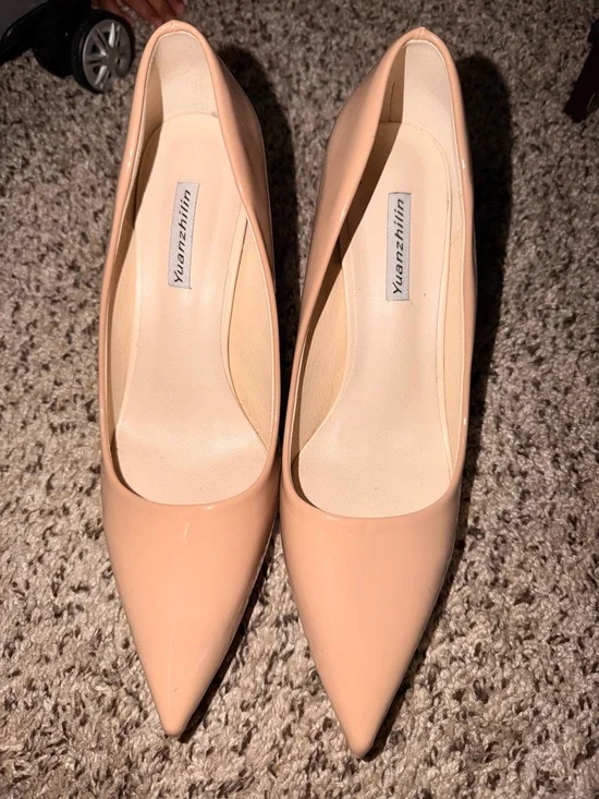 Nude Patent Pointed-Toe Pumps - Picture 2 of 5